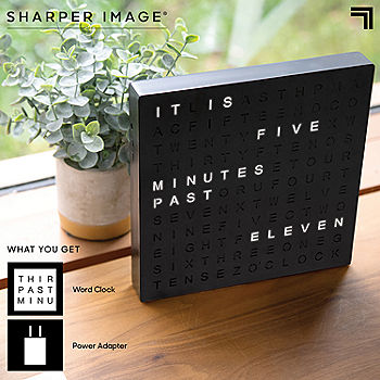 Sharper Image® LED Word Clock, 7.75" Modern Design, Electronic Accent Wall or Desk with USB Cord & Adapter , Color: Black - JCPenney