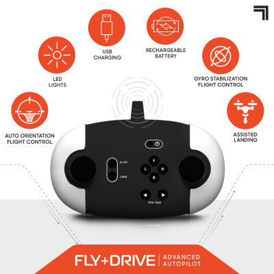 Sharper Image Toy 7" Fly+Drive Drone Remote Control Dual-Function Vehicle