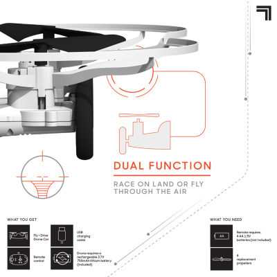 Sharper Image Toy 7" Fly+Drive Drone Remote Control Dual-Function Vehicle