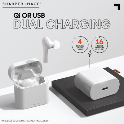 Sharper Image True Wireless Earbuds with 10 Ear Tips + Charging Case