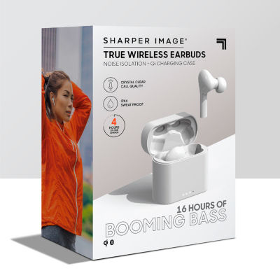 Sharper Image True Wireless Earbuds with 10 Ear Tips + Charging Case