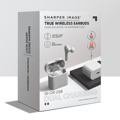 Sharper Image True Wireless Earbuds with 10 Ear Tips + Charging Case