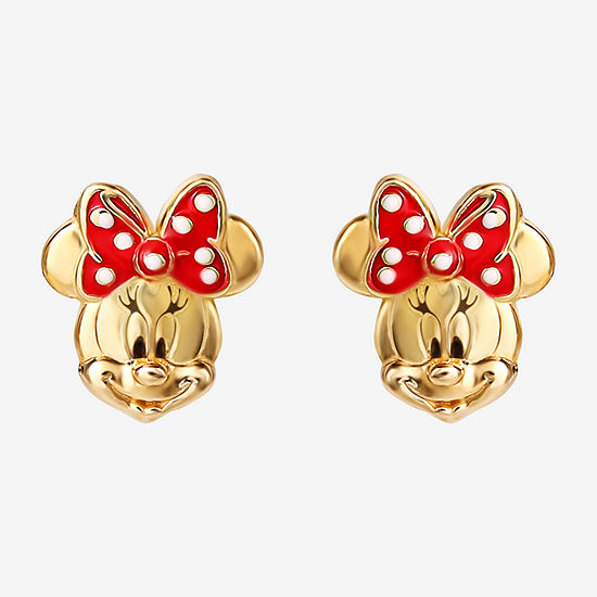 Disney Collection 14K Gold 8mm Minnie Mouse Stud Earrings