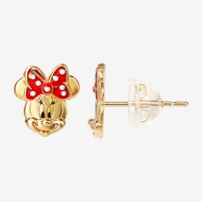 Disney Collection 14K Gold 8mm Minnie Mouse Stud Earrings