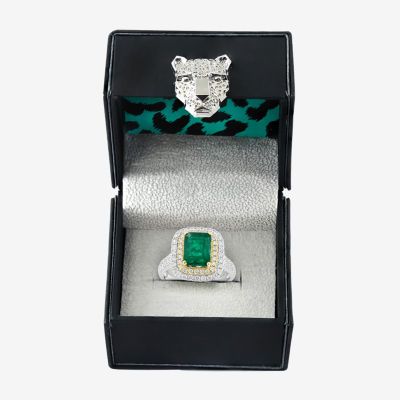 Effy Final Call  Womens 1/5 CT. T.W. Diamond & Genuine Green Emerald 14K Gold Cocktail Ring
