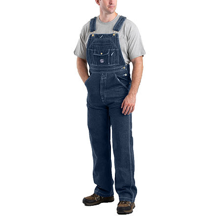 Berne Vintage Washed Denim Bib Mens Workwear Overalls, 40 28, Blue