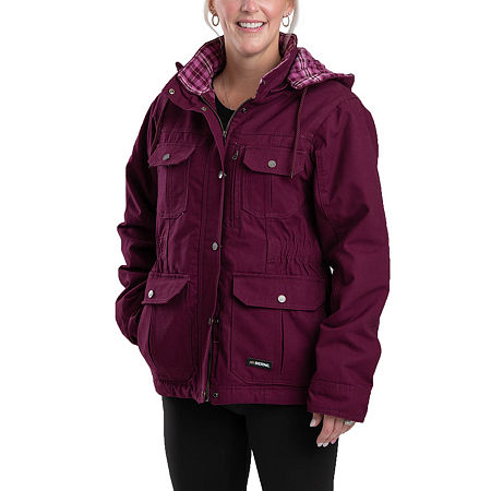 Berne Softstone Quilted Barn Womens Hooded Midweight Work Jacket, X-large, Purple