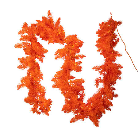 Kurt Adler 9 Foot Pre-Lit Indoor Orange Garland, One Size, Orange