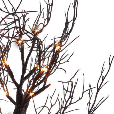 Kurt Adler 2 Foot Black Glitter And Orange LED Lighted Tree