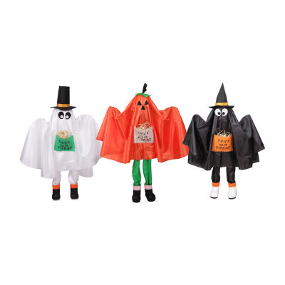 Set of 3 Ghost  Pumpkin and Bat Standing Halloween Kid Figures 36in