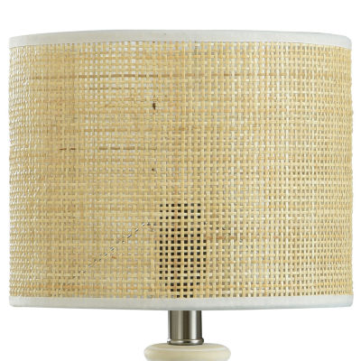 Stylecraft 22" Textured Ceramic With Rattan Hardback Shade Table Lamp