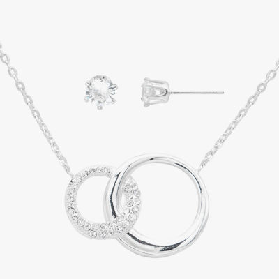 Sparkle Allure Interlocking Circle 2-pc. Crystal Pure Silver Over Brass Jewelry Set