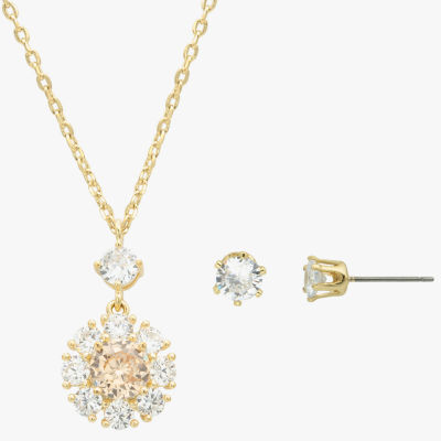Sparkle Allure 2-pc. Cubic Zirconia 14K Gold Over Brass Round Sunburst Jewelry Set