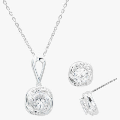 Sparkle Allure 2-pc. Cubic Zirconia Pure Silver Over Brass Knot Jewelry Set
