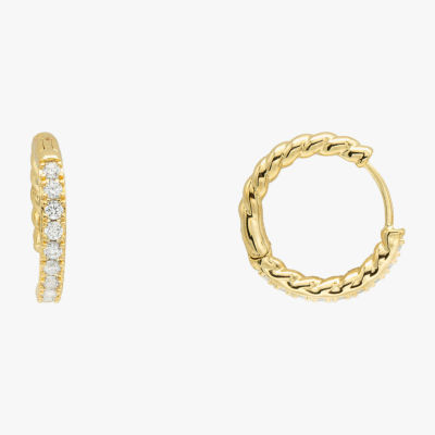 Sparkle Allure Cubic Zirconia 14K Gold Over Brass Hoop Earrings