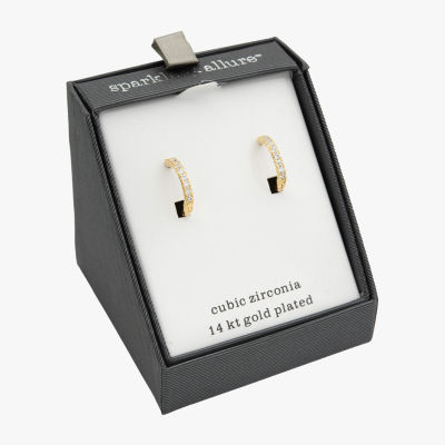 Sparkle Allure Cubic Zirconia 14K Gold Over Brass Hoop Earrings