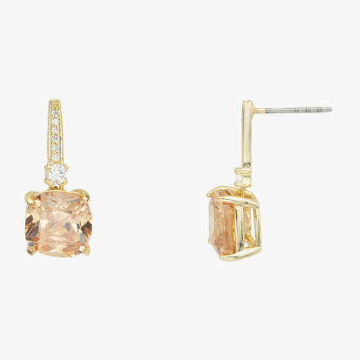 Sparkle Allure Cubic Zirconia 14K Gold Over Brass Drop Earrings