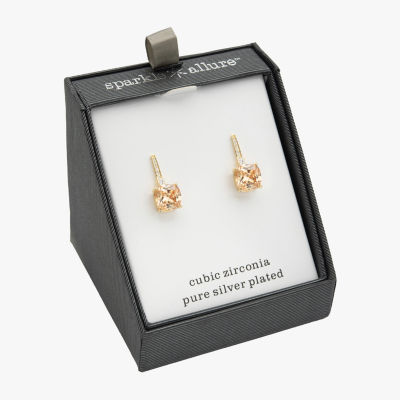 Sparkle Allure Cubic Zirconia 14K Gold Over Brass Drop Earrings