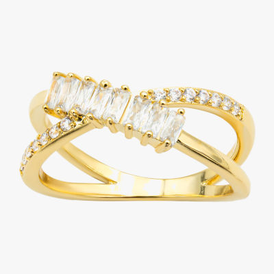 Sparkle Allure Crossover Orbital Womens 2.5MM Cubic Zirconia 14K Gold Over Brass Band