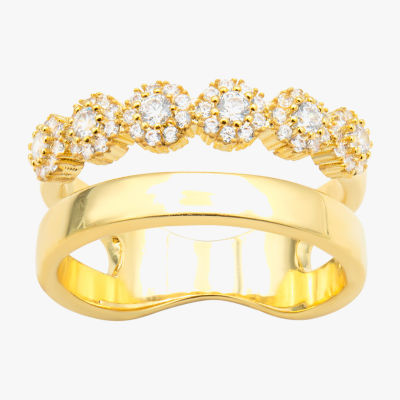 Sparkle Allure Cubic Zirconia 14K Gold Over Brass Round Band