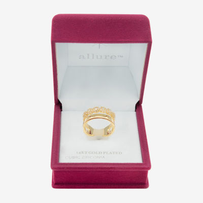Sparkle Allure Womens 4.5MM Cubic Zirconia 14K Gold Over Brass Round Band