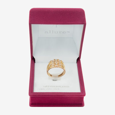 Sparkle Allure Faux Stack Womens Champagne Cubic Zirconia 14K Gold Over Brass Cluster Cocktail Ring