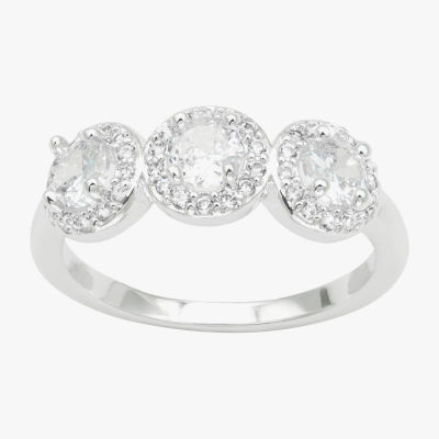 Sparkle Allure Triple Womens Cubic Zirconia Pure Silver Over Brass Round Band