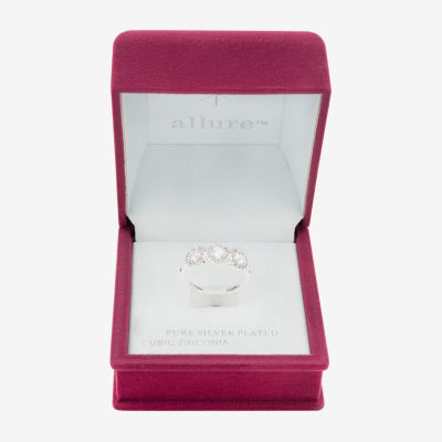 Sparkle Allure Triple Womens Cubic Zirconia Pure Silver Over Brass Round Band