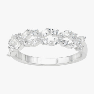 Sparkle Allure Womens 2MM Cubic Zirconia Pure Silver Over Brass Band