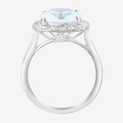 Effy  Womens 3/4 CT. T.W. Genuine Blue Aquamarine 14K White Gold Cocktail Ring