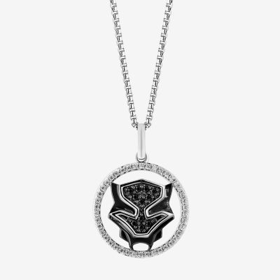 Marvel Fine Jewelry Womens 1/ CT. T.W. Genuine Black Spinel Sterling Silver Avengers Marvel Black Panther Pendant Necklace