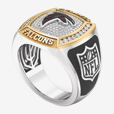 True Fans Fine Jewelry Atlanta Falcons Mens 1/2 CT. T.W. Natural White Diamond 10K Two Tone Gold Fashion Ring