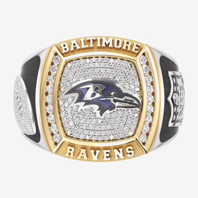 True Fans Fine Jewelry Baltimore Ravens Mens 1/2 CT. T.W. Mined White Diamond 10K Two Tone Gold Fashion Ring