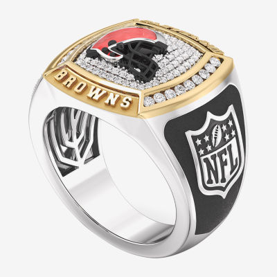 True Fans Fine Jewelry Cleveland Browns Mens 1/2 CT. T.W. Natural White Diamond 10K Two Tone Gold Fashion Ring