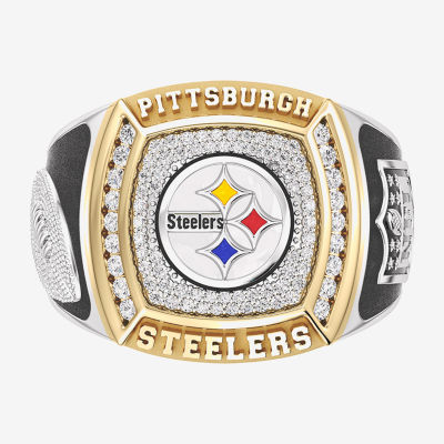 True Fans Fine Jewelry Pittsburgh Steelers Mens 1/2 CT. T.W. Mined White Diamond 10K Two Tone Gold Fashion Ring