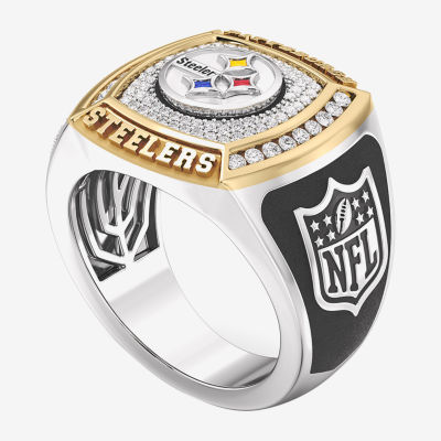 True Fans Fine Jewelry Pittsburgh Steelers Mens 1/2 CT. T.W. Mined White Diamond 10K Two Tone Gold Fashion Ring