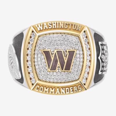 True Fans Fine Jewelry Washington Commanders Mens 1/2 CT. T.W. Mined White Diamond 10K Two Tone Gold Fashion Ring