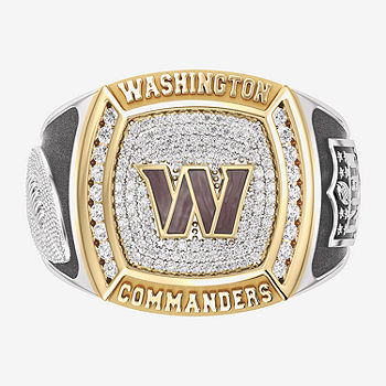 True Fans Fine Jewelry Washington Commanders Mens 1/2 CT. T.W. Mined White  Diamond 10K Two Tone Gold Fashion Ring - JCPenney