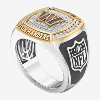 True Fans Fine Jewelry Washington Commanders Mens 1/2 CT. Natural White Diamond 10K Two Tone Gold Fashion Ring