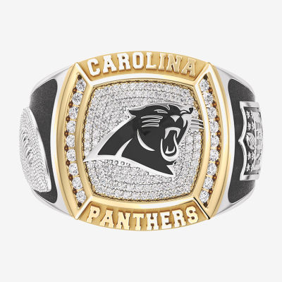 True Fans Fine Jewelry Carolina Panthers Mens 1/2 CT. T.W. Natural White Diamond 10K Two Tone Gold Fashion Ring