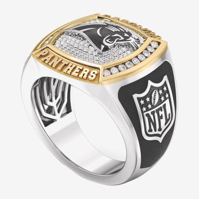 True Fans Fine Jewelry Carolina Panthers Mens 1/2 CT. T.W. Natural White Diamond 10K Two Tone Gold Fashion Ring