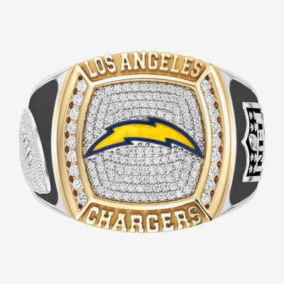 True Fans Fine Jewelry Los Angeles Chargers Mens 1/2 CT. T.W. Mined White Diamond 10K Two Tone Gold Fashion Ring