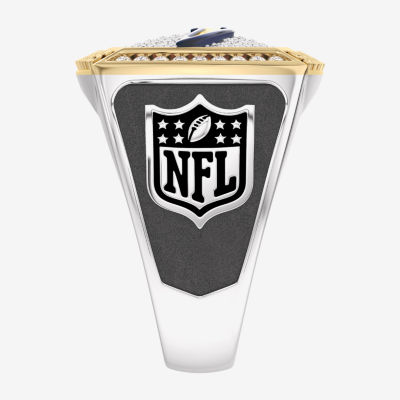 True Fans Fine Jewelry Los Angeles Chargers Mens 1/2 CT. Natural White Diamond 10K Two Tone Gold Fashion Ring