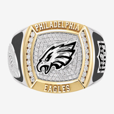 True Fans Fine Jewelry Philadelphia Eagles Mens 1/2 CT. T.W. Mined White Diamond 10K Two Tone Gold Fashion Ring