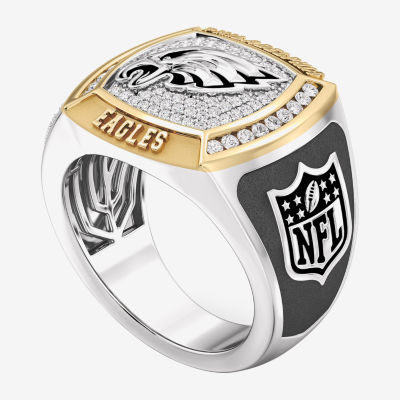 True Fans Fine Jewelry Philadelphia Eagles Mens 1/2 CT. T.W. Mined White Diamond 10K Two Tone Gold Fashion Ring