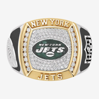 True Fans Fine Jewelry New York Jets Mens 1/2 CT. Natural White Diamond 10K Two Tone Gold Fashion Ring