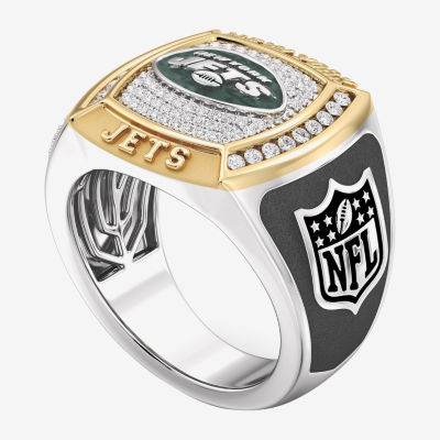 True Fans Fine Jewelry New York Jets Mens 1/2 CT. T.W. Natural White Diamond 10K Two Tone Gold Fashion Ring