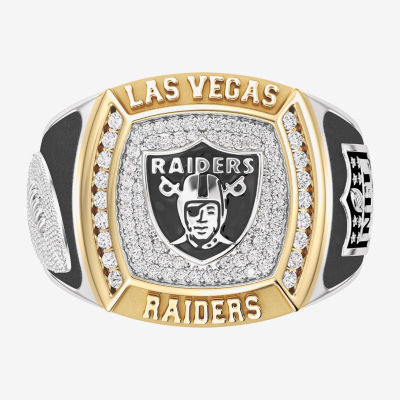 True Fans Fine Jewelry Las Vegas Raiders Mens 1/2 CT. T.W. Mined White Diamond 10K Two Tone Gold Fashion Ring