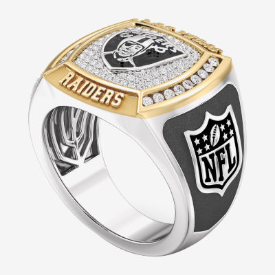 True Fans Fine Jewelry Las Vegas Raiders Mens 1/2 CT. T.W. Mined White Diamond 10K Two Tone Gold Fashion Ring