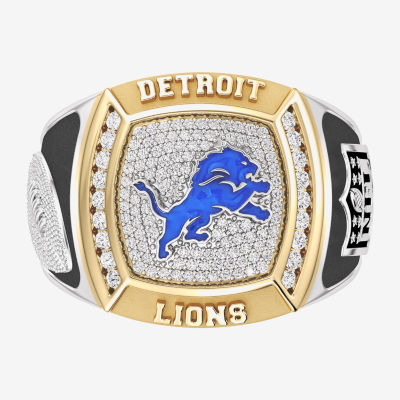 True Fans Fine Jewelry Detroit Lions Mens 1/2 CT. T.W. Mined White Diamond 10K Two Tone Gold Fashion Ring